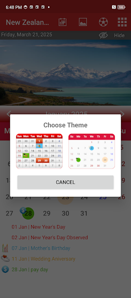 NZ Calendar 2025