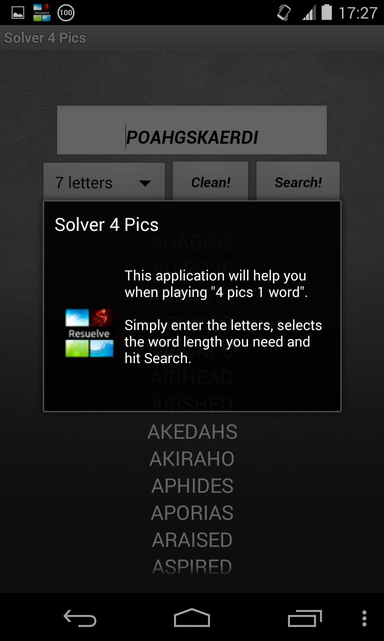 Solver for 4 pics 1 word