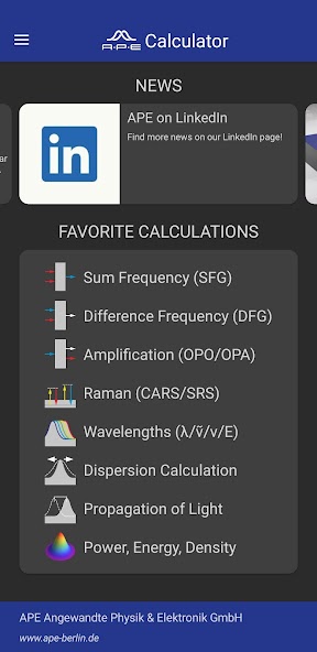 APE Optics Calculator