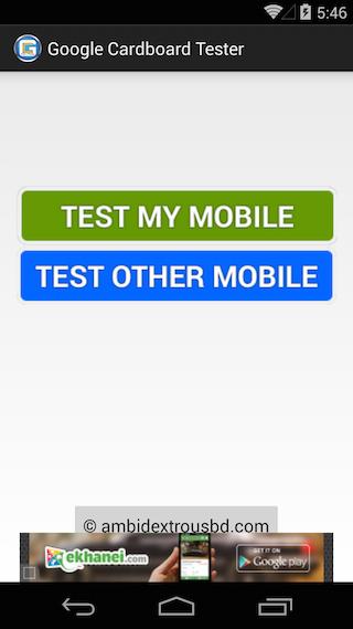 Tester for google cardboard vr