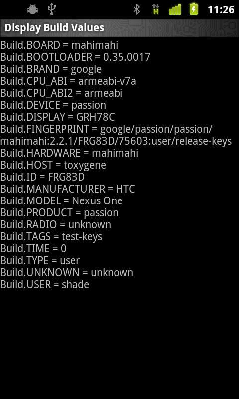 Display Build Values