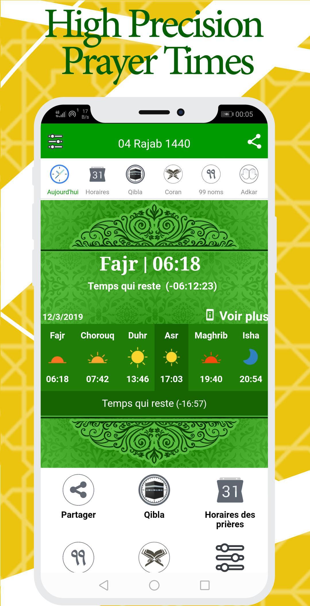 Prayer Times of France : azan,qibla,adkar,ramadan