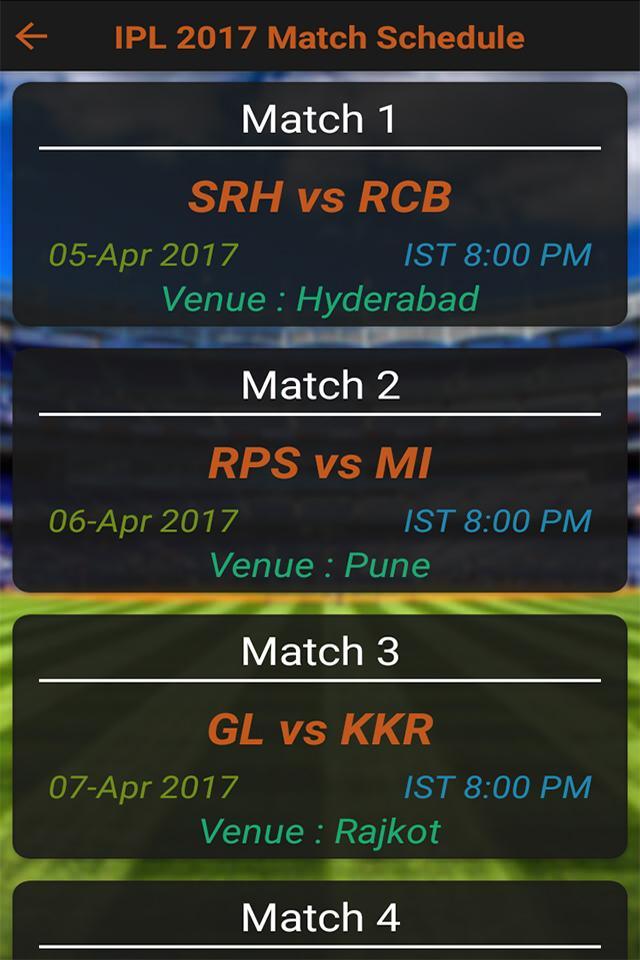 Schedule of IPL 2017