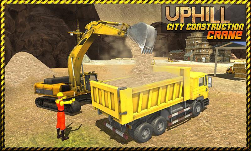 Uphill City Construction Crane : Road Builder 3D