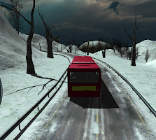 Bus Driving Snowy Mountains