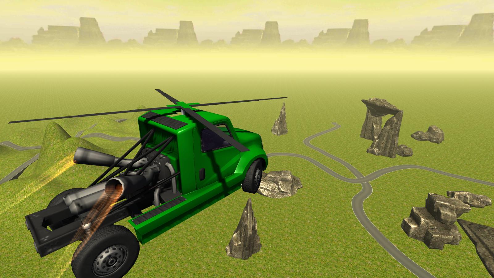 Flying Helicopter Truck Flight