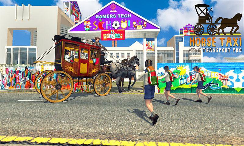 Horse Taxi City School Ride