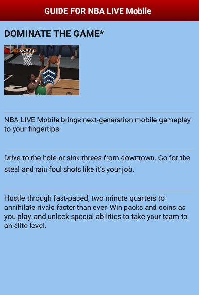 Guide For NBA LIVE Mobile 1